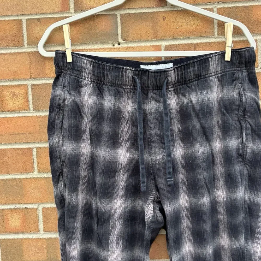 Abercrombie Fitch Mens M Gray Black Plaid Flannel Lounge Sleep PJ Jogger Pants